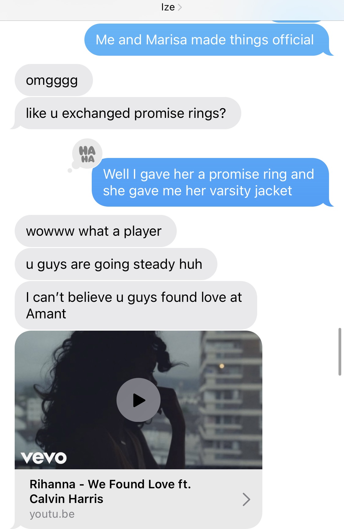 <p>a. we made things official</p>