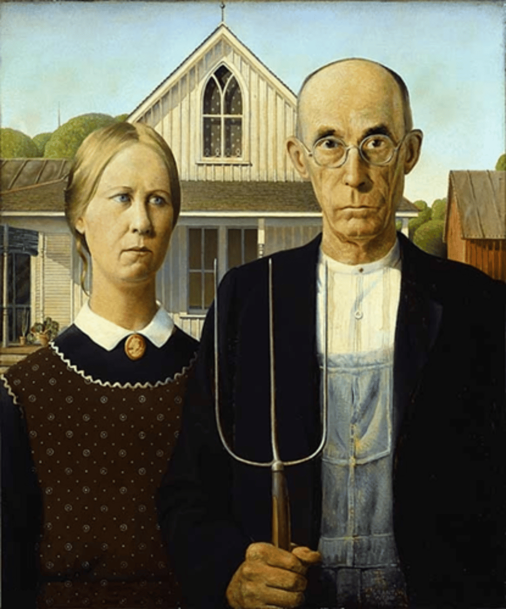 <p>Grant Wood, 1930, oil o/beaverboard</p>