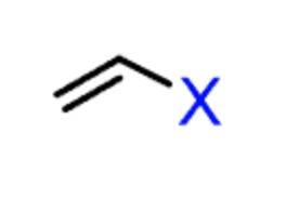 <p>An alkyl halide with the halogen bonded to an atom with a double bond</p>