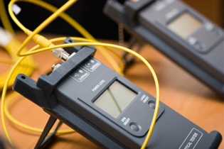 <p><strong>Send a light from one side</strong></p><p><strong>Measure the light power on the other</strong></p>