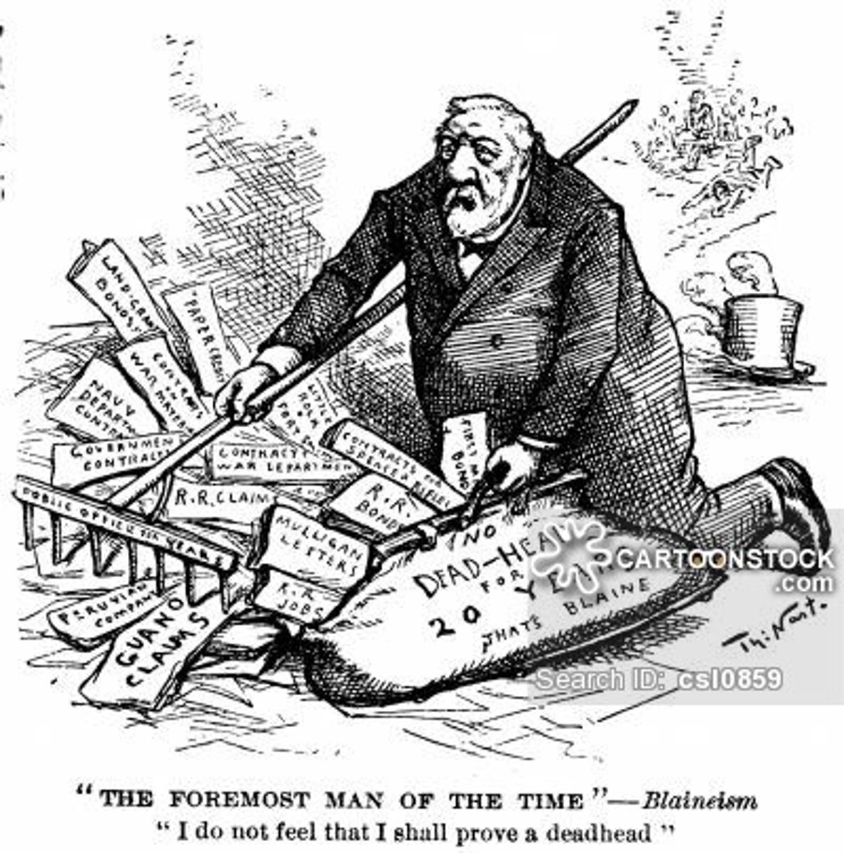 <p>the 1884 Republican presidential nominee, James Blaine, was accused of writing these letters that linked him to a corrupt deal involving federal favors to a southern railroad</p>