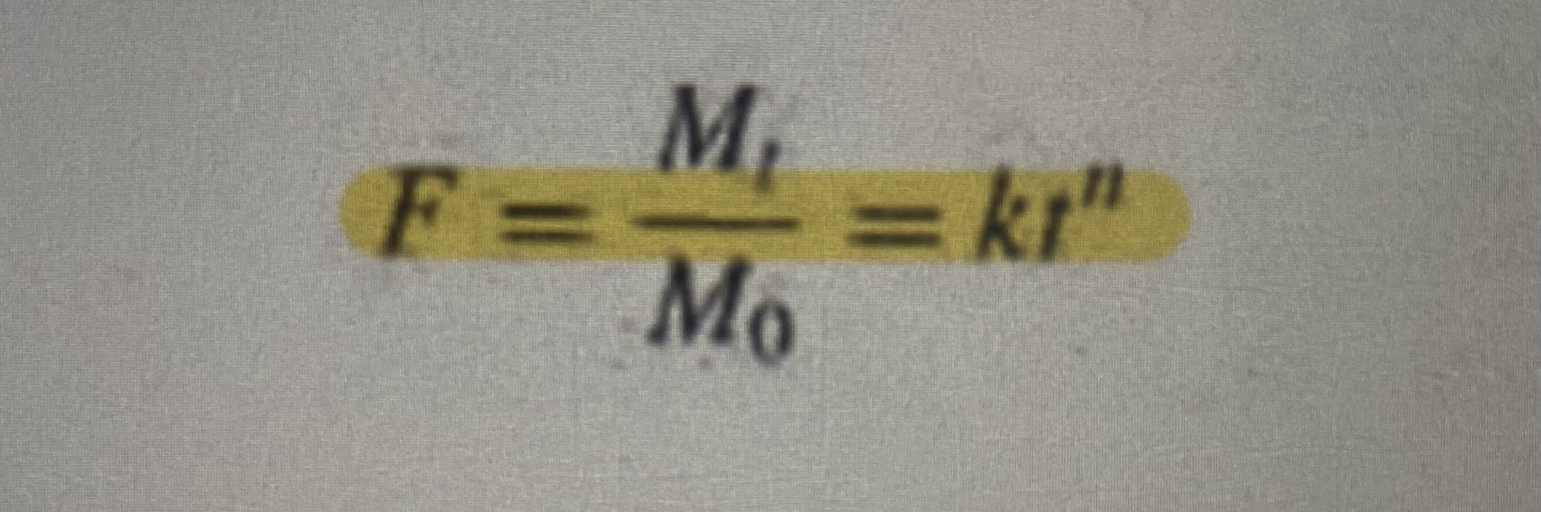 <p>擴散速率，釋出分率F%</p><ul><li><p>Mt:在時間T內釋出的量</p></li><li><p>M0:藥物的最初量</p></li><li><p>k:速率常數</p></li><li><p>n:擴散指數</p></li></ul><p></p>