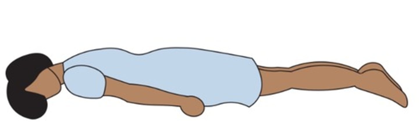 <p>(Position) Used to examine the back and spine</p>