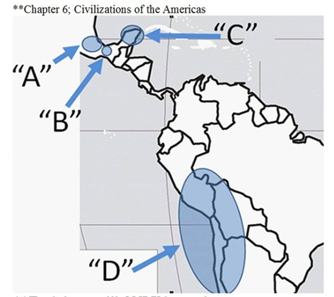 <p>-Largest empire in South America during Era 1, 1200-1450 CE</p><p>-Known for its great system of roads, architecture and engineering, advanced record keeping and medical practices, and very belligerent [warlike] people</p><p>-Letter "D" on the map image</p><p>-Strict social structure and social classes</p><p>-Used the Quipu system of record keeping to keep track of economy and politics</p><p>-Beautiful legendary city at Machu Picchu and Capital at Cuzco</p><p>-Very rich, lots of silver + advanced architecture and engineering [building large structures]</p><p>-Brought down by the Spanish Conquistador Francisco Pizarro</p>