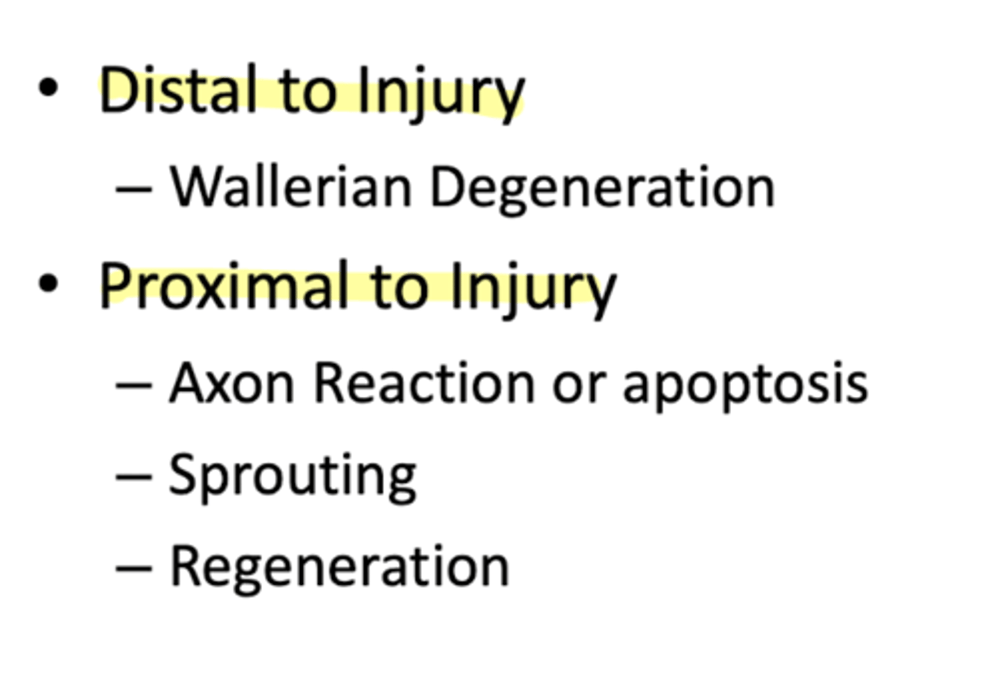 <p>1. distal to injury (downstream)</p><p>2. proximal to injury (upstream)</p>