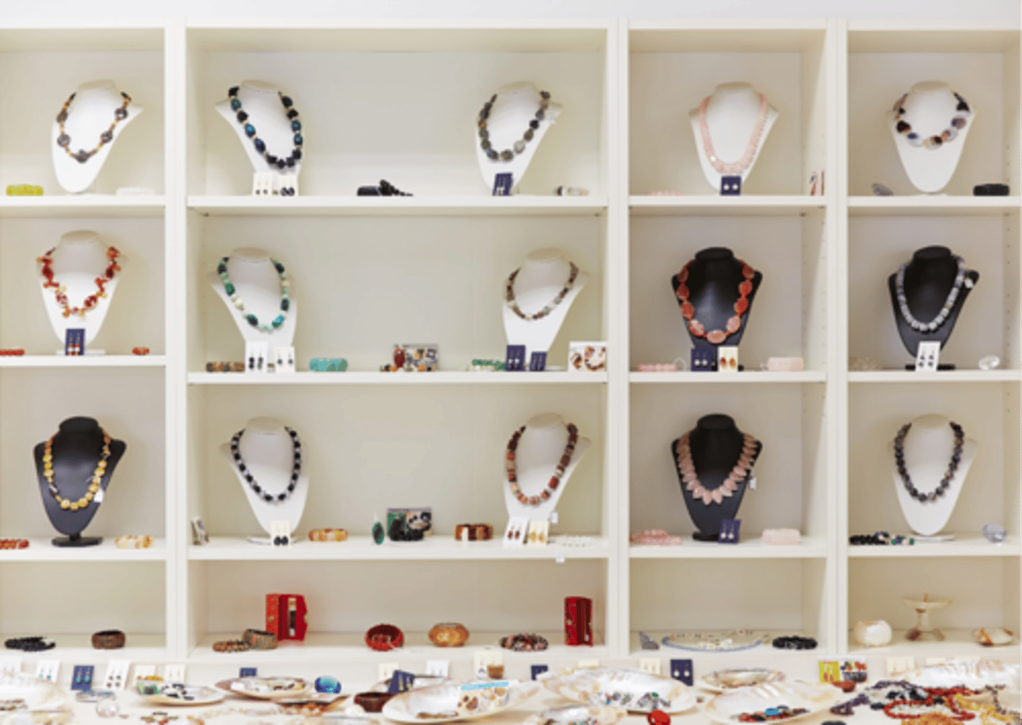 <p>a shop where you can buy rings, necklaces, and watches.</p>