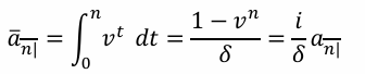 <p>This formula calculates the present value of a level continuous annuity, where payments are made continuously over the term of the annuity.</p><p></p>