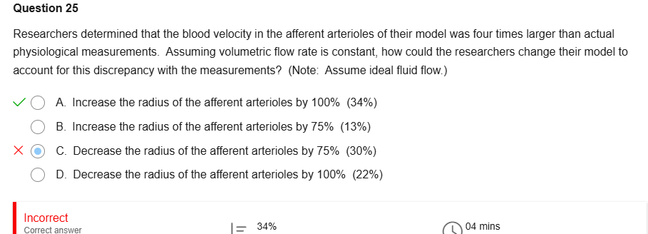 <p>Equation connecting volumetric flow rate, velocity and radius?</p>