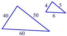 <p>If the three sides of one triangle are proportional to the corresponding sides of another triangle, then the triangles are similar.</p>