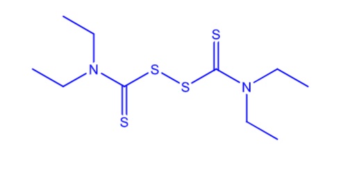 <p>“Antabuse”</p><p>used in maintenance of alcohol dependence</p><p>inhibits ALDH, increasing acetaldehyde which causes vomiting</p>