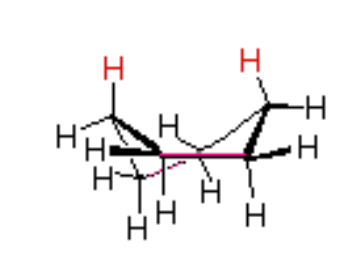 <p>Slight angle strain; small eclipsing strain; small steric strain. </p>