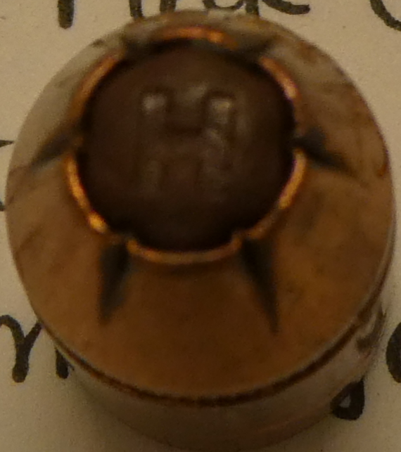 <p>The bullet of which cartridge is shown in this photo?</p>