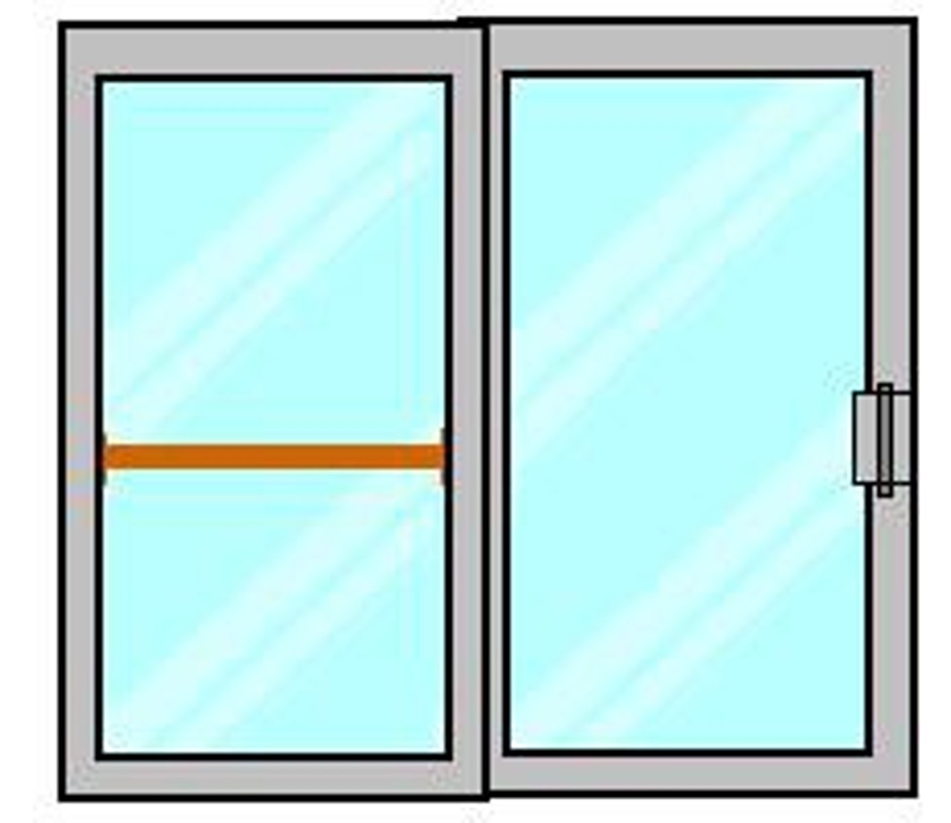 <p>A door that operates or moves by sliding on a track usually parallel to a wall.</p>