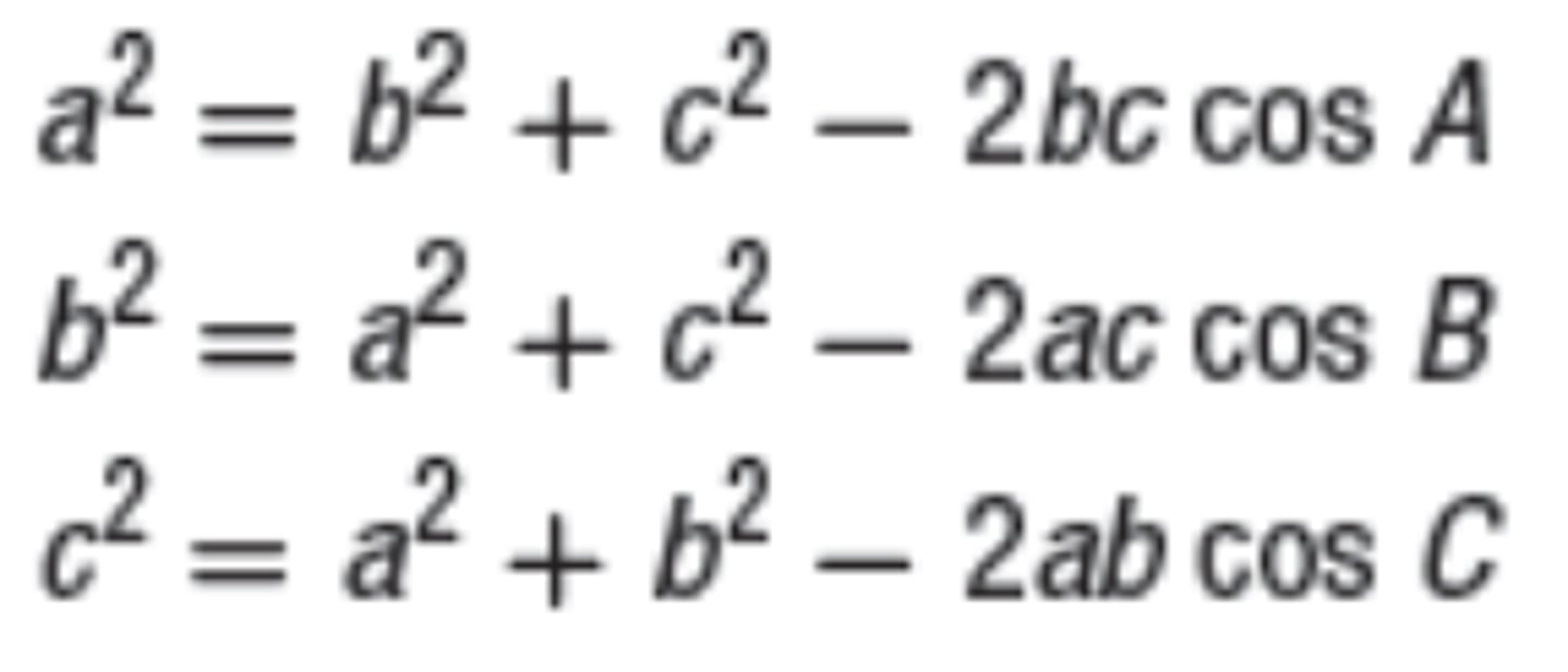 <p>a²=b²+c²-2bcCosA</p>