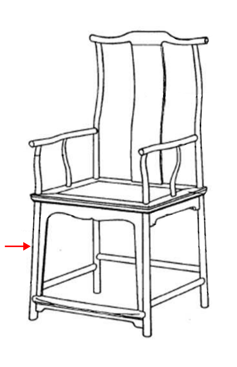 <p><span>A vertical support structure located at the front of the seating furniture, typically positioned at the corners or edges where the front rail meets the ground</span></p>