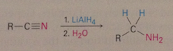 nitrile+reducing agent->amine