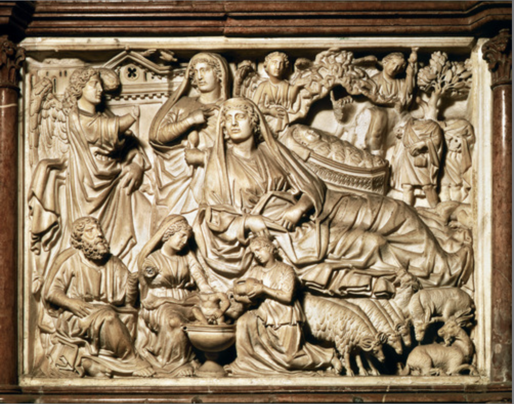 * Shows hierarchy of figures (Mary being huge compared to everyone else)
* Every other sculptures face looks relatively the same, not trying to create much individuality between the figures