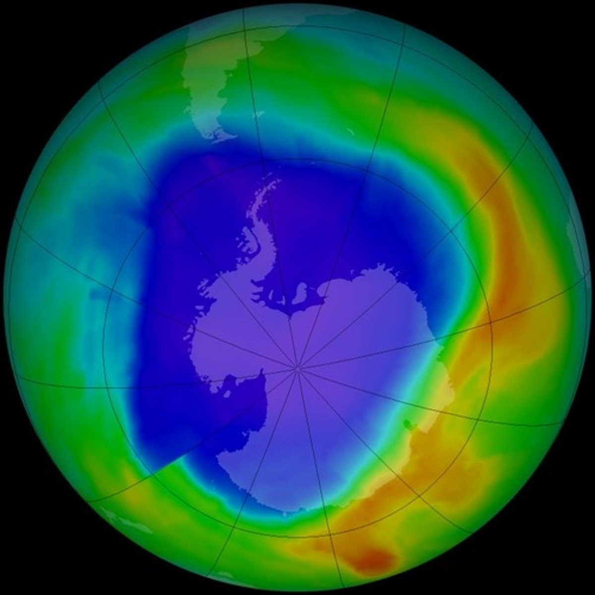 <p>damage occurs due to the presence of chlorine and bromine from ozone-depleting substances in the stratosphere and the specific meteorological conditions over the Antarctic.</p>