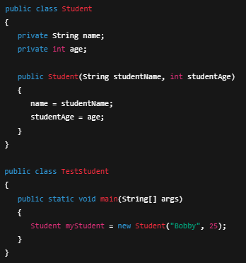 <p><span><span>Which of the following best describes the state of the object </span><em><span>myStudent</span></em><span> as a result of executing this code segment?</span></span></p>