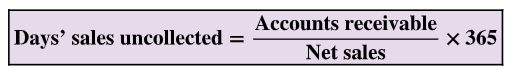 <p>Measure of the liquidity of receivables, computed by dividing the current balance of receivables by the annual credit (or net) sales and then multiplying by 365; also called days’ sales in receivables.</p>