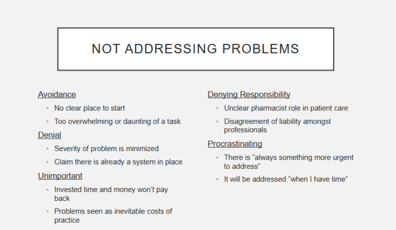 <ul><li><p>pretty self explanatory—&gt; you avoid, deny, think it’s unimportant, deny responsibility, or procrastinate when a problem is brought to you</p></li></ul><p></p>
