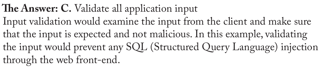 <p>Validate all application input</p>