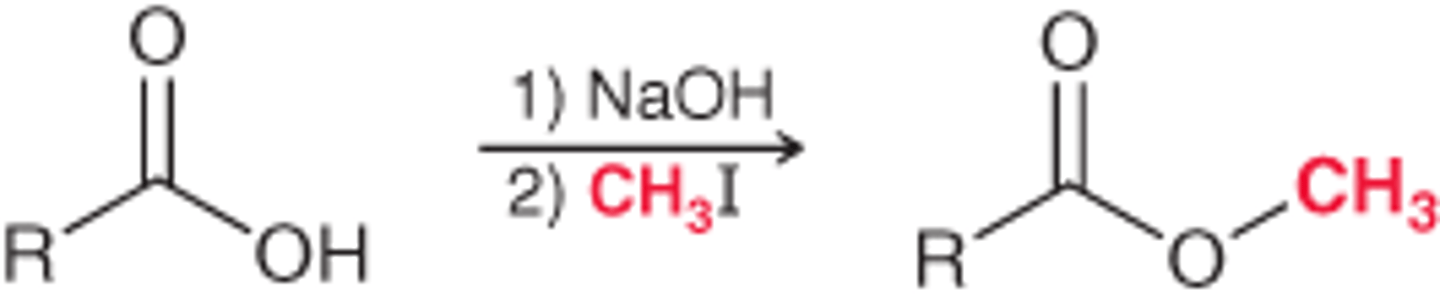 <p>1. 1.SOCl2/ 2. ROH, Pyridine</p><p>2. ROH/HCl</p><p>Method limited to simple alcohols</p><p>3. 1. NaOH/2. RX.</p><p>Method limited to primary alkyl halides</p>