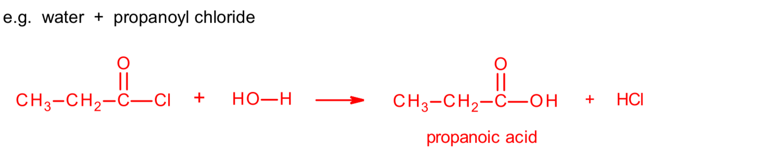 <p>Propanoic acid + HCl </p>