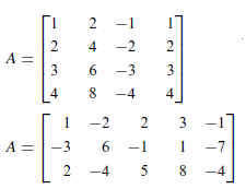 Find the rank and nullity of the matrix A by
reducing it to row echelon form.