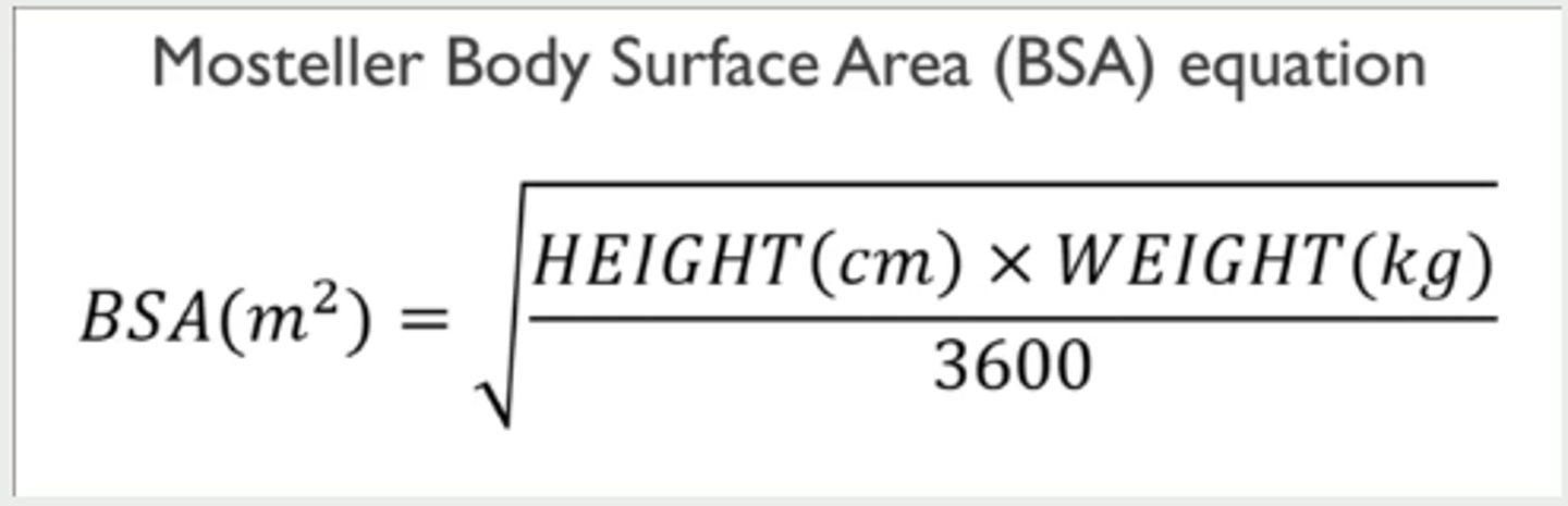 <p>Sqrt( (height(in) x weight (lb)) / 3101)</p>