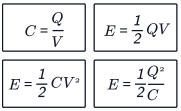 <p>A capacitor<u> charges</u> until it reaches a <u>voltage</u> of V. The voltage is then doubled. How does the <u>energy</u> stored on the capacitor change?</p>