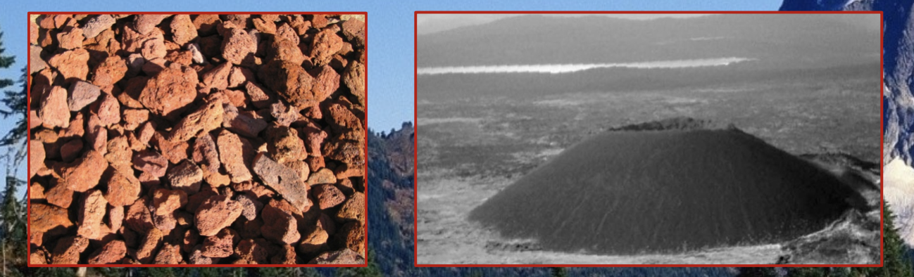 These are relatively small volcanoes composed of small pieces of tephra

\
They are round to oval-shaped and typically contain a crater at the top

\
These volcanoes are found in Mexico 