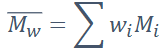 <p>• <span>M</span><sub><span>i</span></sub><span> = Mean molecular weight of size range i</span></p><p>• <span>w</span><sub><span>i</span></sub><span> = </span><span><span>Weight fraction of the total number of chains within the</span></span><br><span><span>size range</span></span></p>