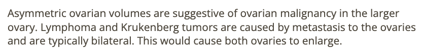 <p>b) ovarian malignancy</p>