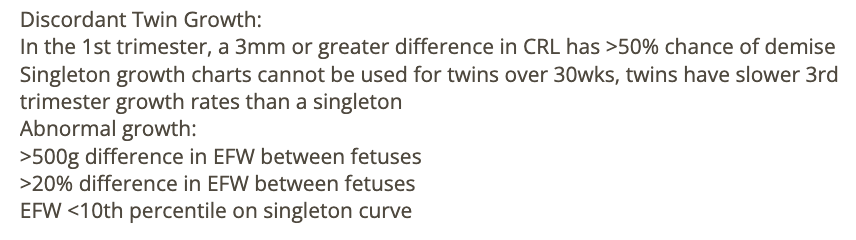 <p>a) 28% difference in EFW between fetuses </p>