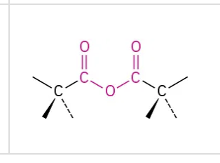<p>two Oxygens double bonded to carbon with an Oxygen in the middle </p>
