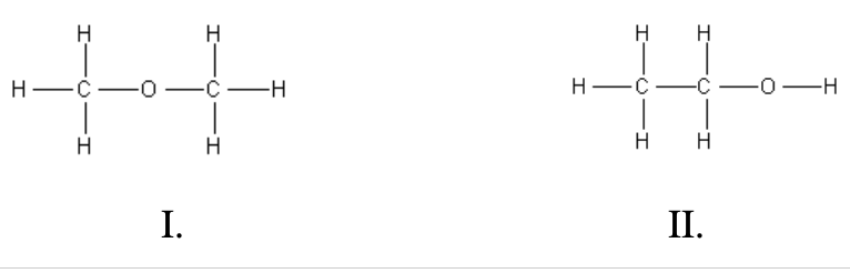 <p>35. Which statement is <strong><em>INCORRECT</em></strong> concerning these two molecules with the same formula, C<sub>2</sub>H<sub>6</sub>O?</p><p class="p6"></p><table style="min-width: 50px"><colgroup><col style="min-width: 25px"><col style="min-width: 25px"></colgroup><tbody><tr><td colspan="1" rowspan="1"><p class="p1">a.</p></td><td colspan="1" rowspan="1"><p class="p1">Compound (II) will more likely be soluble in water than compound (I).</p></td></tr><tr><td colspan="1" rowspan="1"><p class="p1">b.</p></td><td colspan="1" rowspan="1"><p class="p1">Compound (I) will have a lower boiling point than compound (II).</p></td></tr><tr><td colspan="1" rowspan="1"><p class="p1">c.</p></td><td colspan="1" rowspan="1"><p class="p1">Hydrogen bonding will be the most likely for compound (II).</p></td></tr><tr><td colspan="1" rowspan="1"><p class="p1">d.</p></td><td colspan="1" rowspan="1"><p class="p1">Compound (II) will evaporate at a faster rate than that of compound (I) at a given temperature.</p></td></tr></tbody></table><p></p>