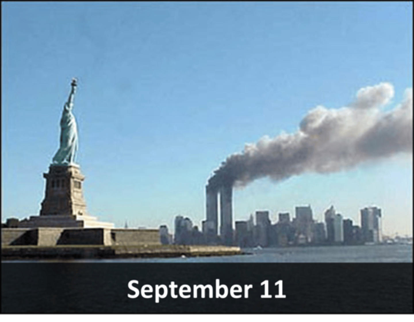 <p>Year of the terrorist attacks on the World Trade Center and Pentagon</p>