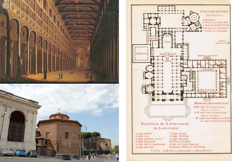 <ul><li><p>After Constantine recognized Christianity (edict of Milan 313)</p></li><li><p>established a connection between martyrs + catacombs as meeting places and worship spaces by drawing from Roman architecture and history of Christianity </p></li><li><p>So much gold and beauty inside that it was called the golden cathedral (later plundered, though)</p></li></ul>