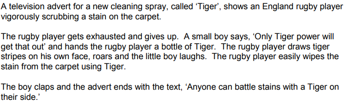 Explain how the Tiger advert might influence viewers’ mediational processes. (6)