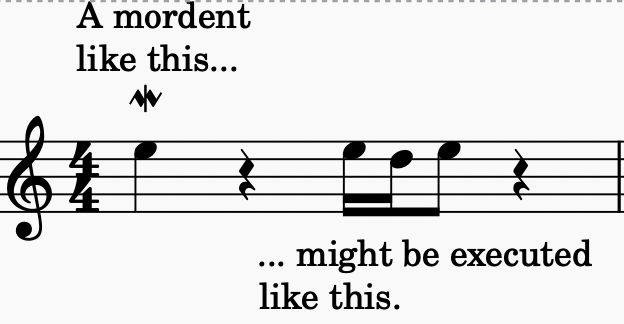 <p>An ornament indicating that the note is to be played with a single rapid alternation with the note above or below.</p>