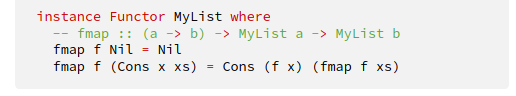 <p>Type class used to abstract over data types that can be mapped over, using fmap. </p><p>Can make an ADT  a functor using the syntax provided in the diagram.</p>