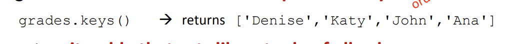 <p>gets an iterable that acts like a tuple of keys (no guaranteed order)</p>