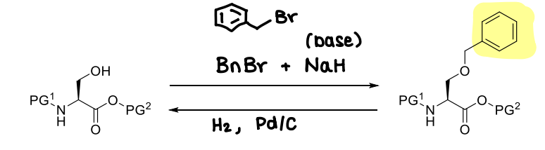 <p>Its deprotection is similar to benzyl esters.</p><p>The N and C terminus are protected to avoid alkylation of the NH2 and COOH.</p>