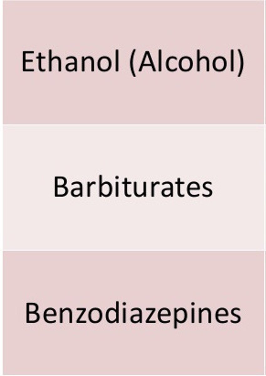 <p>drugs (such as alcohol, barbiturates, and opiates) that reduce neural activity and slow body functions</p>