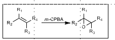<p>Nucleophillic epoxidation </p><p>“Butterfly mechanism”</p><p>More acidic peroxyacid = faster reaction</p>