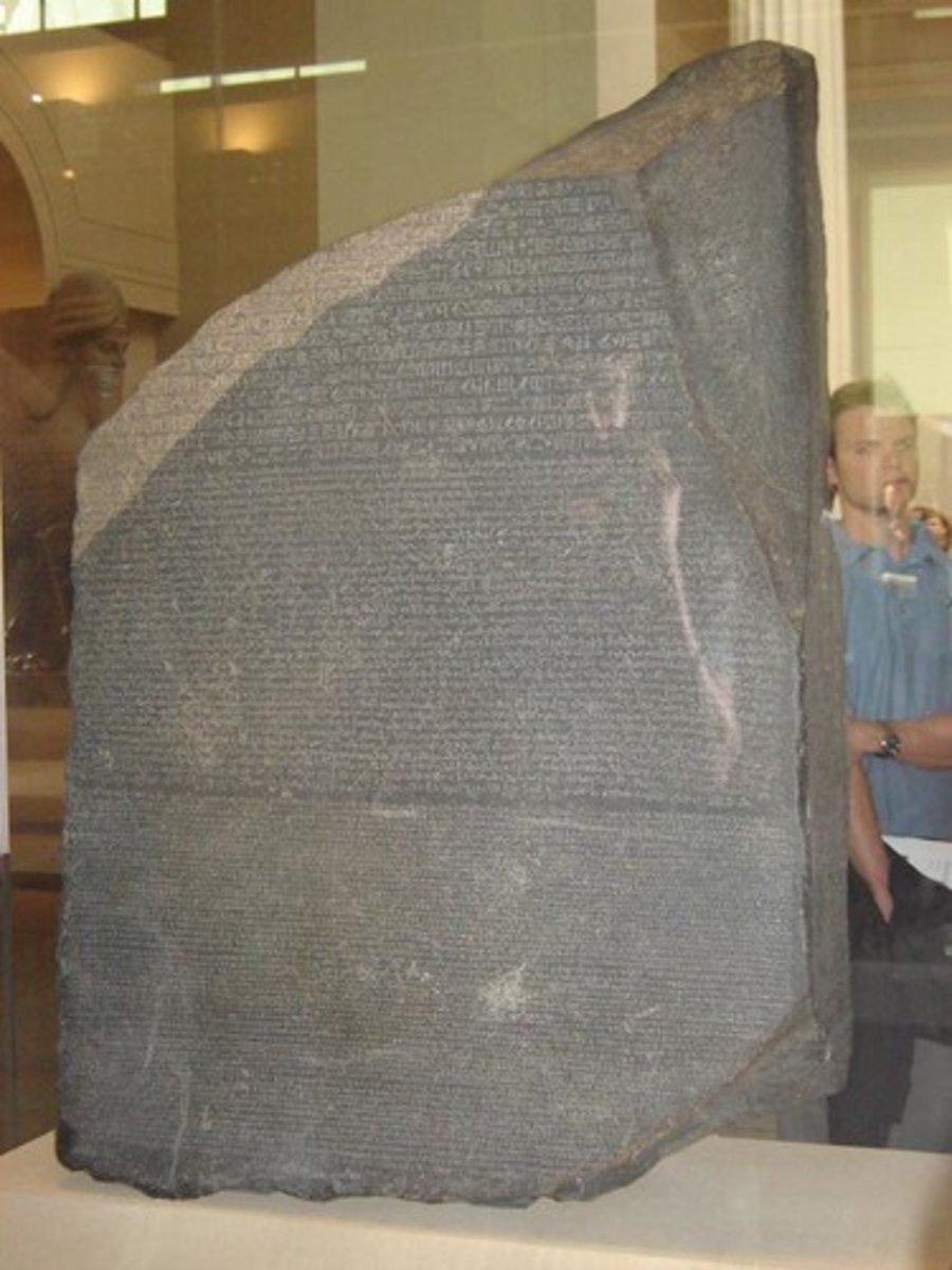 <p>a huge stone slab inscribed with hieroglyphics, Greek, and a later form of Egyptian that allowed historians to understand Egyptian writing.</p>