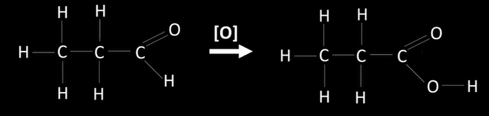 <p>-oxidised to carboxylic acids using oxidising agent</p>