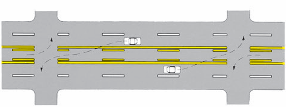 <p>Two-Way Left Turn Channelization Markings</p>
