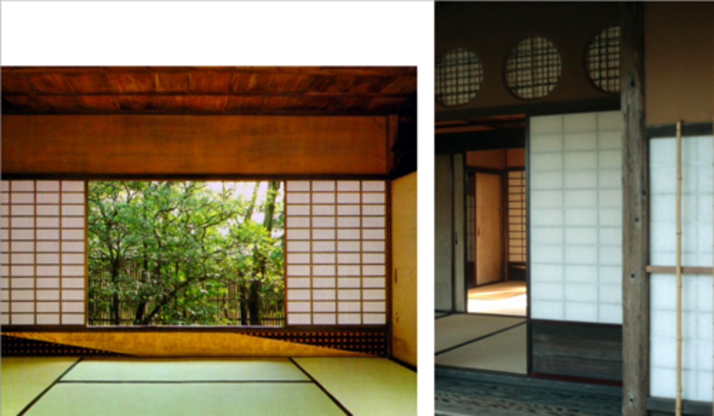 <p>tea ceremony for upper classes</p><p>preparing and drinking green tea according to strict rules</p><p>done in special tea houses</p><p>no decorations, furnishing, no distractions</p>